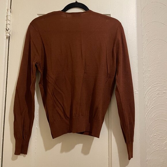 NWT New Sandro V-Neck Colorblock Chevron Mesh Insert Sweater Size S - Picture 7 of 11